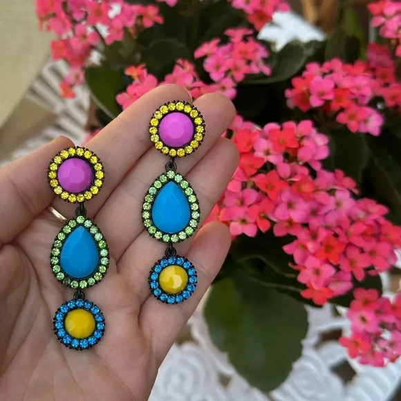 Zara Colorful Crystal Earrings - Picture 6 of 8
